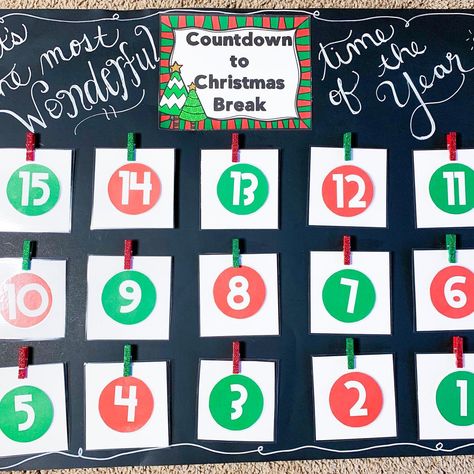 Class Countdown To Christmas, Christmas Break Countdown Classroom, School Christmas Countdown, Christmas Classroom Countdown Ideas, Fun Classroom Christmas Activities, Christmas Countdown Classroom Activities, Christmas Activities Elementary School, Fun Christmas Activities For Kindergarten, Countdown To Christmas Classroom Ideas