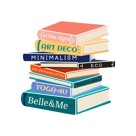 #Book #Education #Books #Learn #Illustrations #Stack #Pile Stacked Books Illustration, Book Stack Illustration, Stack Of Books Illustration, Poem Typography, Art Deco Minimalism, Book Cart, Book Clip Art, Typography Book, Classic Novels