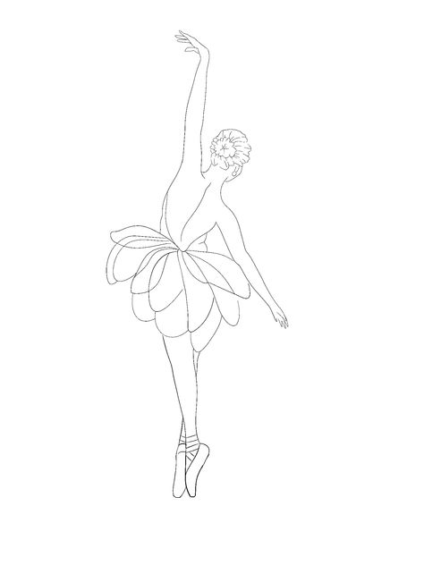 Ballerina Outline Drawing, Ballerina Line Drawing, Ballerina Shoes Tattoo, Ballerina Dress Drawing, Ballet Dancer Tattoo, Ballerina Tattoo, Ballerina Watercolor, Dancer Tattoo, Ballerina Flower