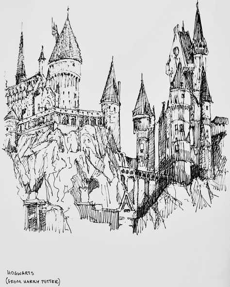 Hogwarts , From Harry Potter ink pen Drawing #drawing #inkpen #inkpendrawing #inkpenart #art #fantasy #fantasyart #harrypotter #hogwarts #hogwartsexpress #architecture #fypage #fy #draw #perspectivedrawing #travelsketchbook #sketch #sketchbooks #gothicstyle #cathedral Harry Potter Ink Drawing, Hogwarts Architecture, Hogwarts Castle Drawing, Harry Potter Concept Art, Hogwarts Sketch, Harry Potter Sketch, Castle Drawing, Ink Pen Art, Travel Sketchbook