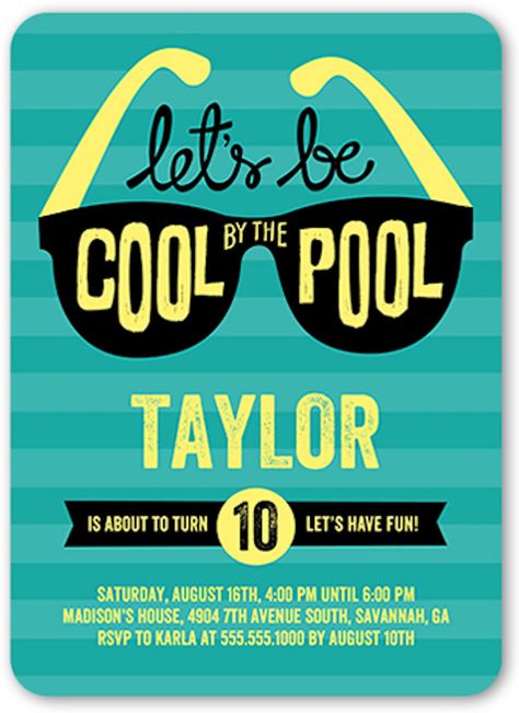 15 Popular Birthday Party Themes For Boys | Shutterfly 5th Birthday Pool Party Ideas Boy, Pool Birthday Party Ideas For Boys, House Pool Party, Boys Pool Party Invitations, Pool Birthday Invitations, Pool Diy, Pool Party Themes, Pool Party Birthday Invitations, Animal Birthday Invitation