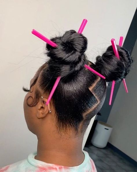 Two Ninja Buns With Weave, Two Ninja Buns, Hairstyles On Black Women, Ninja Bun, Samurai Ninja, Black Ponytail, Two Buns, Long Ponytail, Two Ponytails