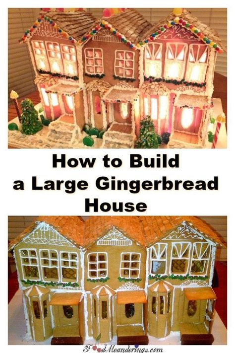 How to build a large gingerbread house:My top 10 secrets to building a large gingerbread house and decorating ideas! This gingerbread is not only sturdy and nearly unbreakable, it's really delicious (does not contain cloves or molasses)! Large Gingerbread House, Gingerbread House Craft, Homemade Gingerbread House, Gingerbread Recipes, Christmas Tutorial, Gingerbread House Recipe, Gingerbread House Template, Homemade Gingerbread, Gingerbread House Designs