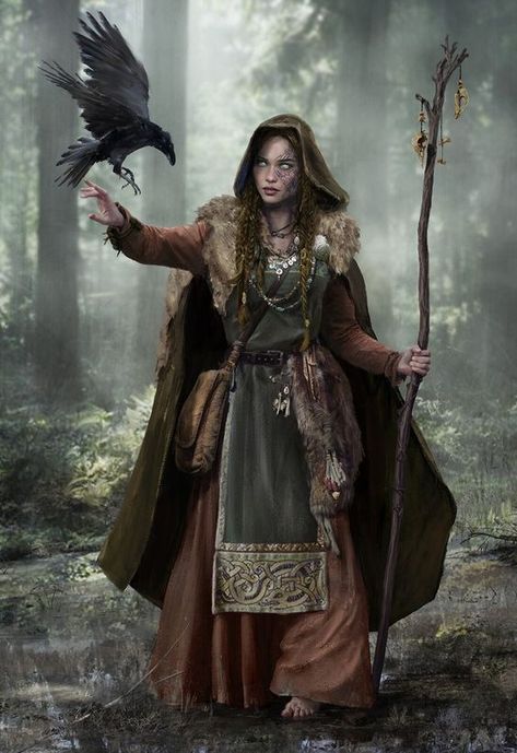 Viking Witch Art, Bog Witch Character Design, Wood Witch Costume, Pagan Witch Costume, Hag Costume, Ren Faire Witch, Hag Witch, Bg3 Character, Druid Costume