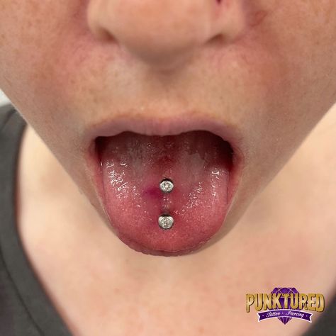 Double tongue piercing 🤩 👅 What do you think? 📍 705-707 Hay St, Perth WA 6000 Tongue Piercing Double, Double Tongue Piercing Vertical, Gold Tongue Piercing, Scoop Tongue Piercing, Dream Piercings, Piercing Inspiration, Double Tongue Piercing, Tongue Piercing, Perth