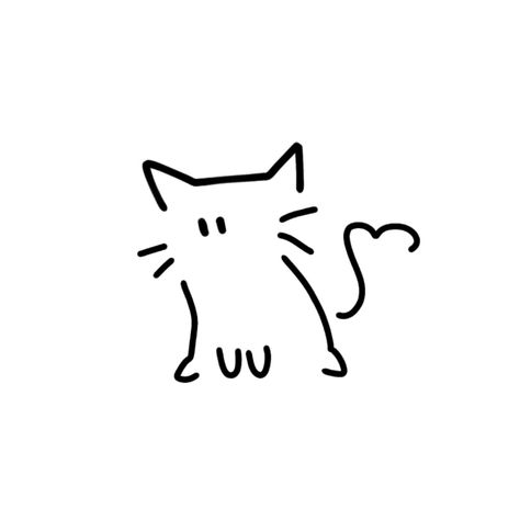 Cat Doodles Simple, Cute Drawings Cat, Simple To Draw, Cat Drawing Cute, Doodles Simple, Drawing Of A Cat, Cat Tattoo Simple, Drawing Rocks, Cat Doodles