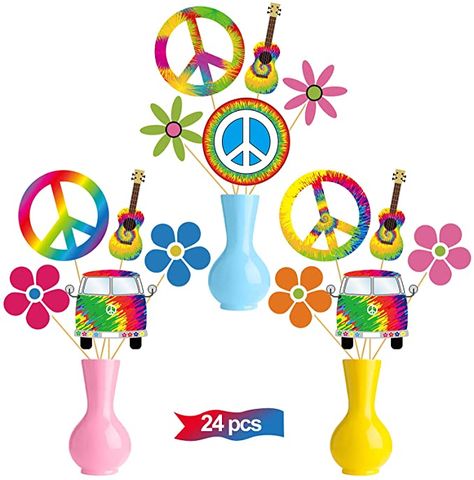 Amazon.com: 24pcs 60s Party Decorations 60s Themed Centerpiece Sticks, 1960s Retro Birthday Table Centerpiece Party Supplies, Colorful 60's Theme Table Toppers Decor : Toys & Games 70s Party Decorations, Mundo Hippie, 70s Party Theme, 70s Theme Party, 60s Theme, Decade Party, 1960s Party, 60s Party, 60s Hippie