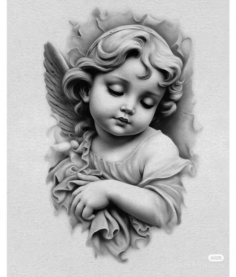 Cherub Tattoo Designs, Angel Sculpture Art, Cupid Tattoo, Heaven Tattoos, Cherub Tattoo, Realistic Tattoo Sleeve, Statue Tattoo, Chicano Style Tattoo, Muster Tattoos