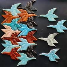 Tessellation Art, Escher Art, Tessellation Patterns, Hand Painted Tile, Handmade Ceramic Tiles, Clay Tiles, Ceramics Pottery Art, Ceramics Ideas Pottery, Handmade Tiles