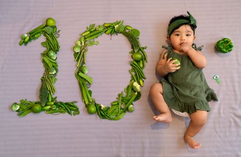 10th month milestone photography. August 6th 2022: 10th Month - Vegetable theme - Green Veggies. Idea, Costume, Arrangement and Photography is done by me(Mom) 😜🥦🥬🫑 10 Th Month Baby Photoshoot Ideas, Eight Months Baby Photoshoot, 10 Month Baby Photoshoot Photo Ideas, Baby 10 Months Photography, 10 Month Photoshoot Ideas, 10 Months Baby Photoshoot, 10th Month Baby Photoshoot, 10 Months Photoshoot Ideas, 10 Month Baby Photoshoot