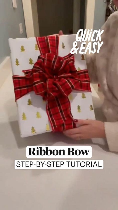 Gorgeous Ribbon Bow Tutorial | Step-by-Step video | Gift Wrapping Ideas | Pinterest How To Tie Gift Bow, Christmas Bows For Gifts, Christmas Gift Wrapping Tutorial, Tying Ribbon On Gift, Christmas Ribbon Ideas For Gifts, Gift Wrapping Christmas Ideas, How To Tie A Gift Bow, Christmas Bows For Presents, Cute Ways To Wrap Gifts