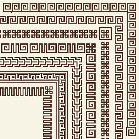 Greek Key Pattern, Frame Border, Round Frames, Frame Collection, Greek Key, Square Frame, Square Frames, Premium Vector, Graphic Resources