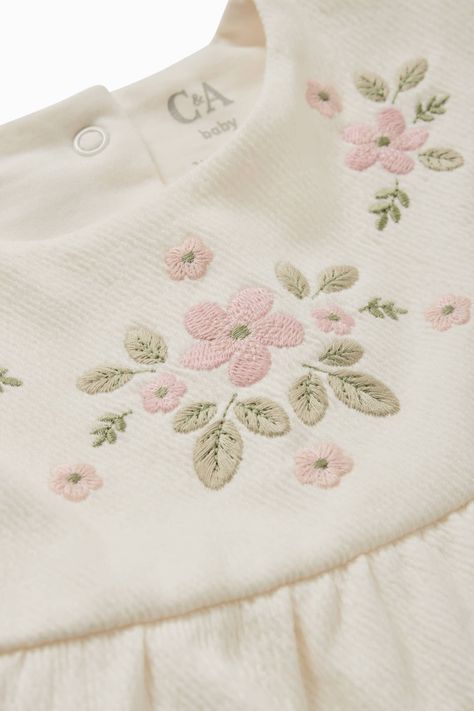 Flowers - baby long sleeve top Baby Shirts Embroidered, Spring Floral Embroidered Smocked Top, White Floral Embroidery Baptism Dress, Baby Girl Embroidery Dress, Baby Dress Embroidery, Lion King Baby, Baby Hoodie, Baby Minnie Mouse, Baby Long Sleeve