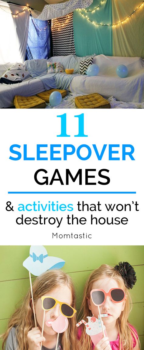 I went to scouring the internet for potential sleepover games and activities that I knew they’d love, but most importantly, would wear them out so we could all get some sleep. Girl Sleepover Games, Slumber Party Activities, Boy Sleepover, Girls Slumber Party, Get Some Sleep, Slumber Party Games, Sleepover Birthday Parties, Girl Sleepover, Sleepover Games