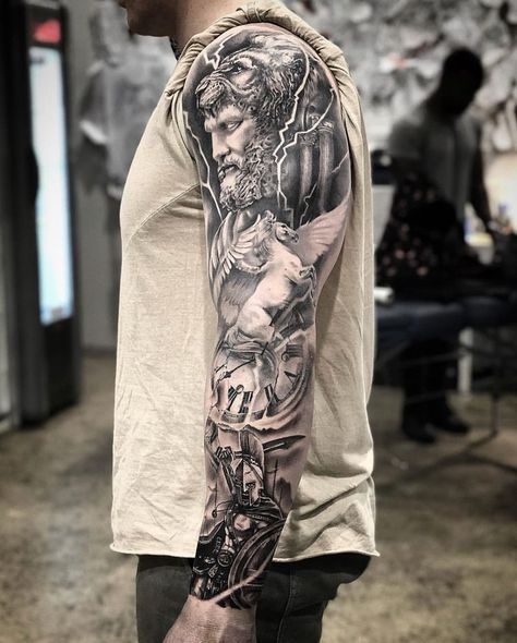 250+ Spartan Tattoos Designs and Ideas (2023) - TattoosBoyGirl Hercules Tattoo, Greek God Tattoo, Mangas Tattoo, Gladiator Tattoo, Poseidon Tattoo, Zeus Tattoo, Spartan Tattoo, Greek Mythology Tattoos, Men Tattoos Arm Sleeve