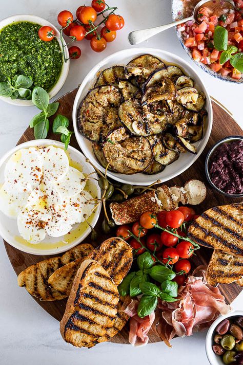 Bruschetta Board, Ramadan Iftar Party, Marinated Eggplant, Brunch Photography, Antipasto Tray, Bruschetta Dip, Mozzarella Prosciutto, Marinated Mozzarella, Tomato Eggplant