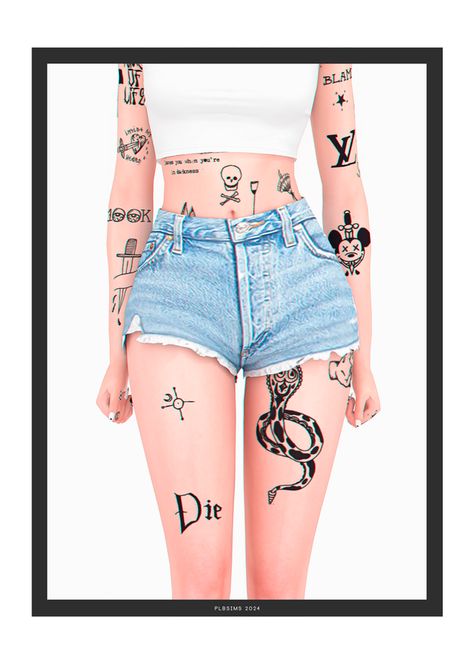 Sims 4 Shorts Cc, Fem Clothes, Women Kpop, Sims 4 Tattoos, Alpha Cc, Clothes Cc, Sims 4 Cas Mods, Sims4 Clothes, Sims 4 Cc Packs