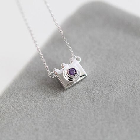 Womens Necklaces Silver, Camera Necklace, Fine Silver Jewelry, Purple Crystal, Girly Jewelry, Sea Glass Jewelry, Stylish Jewelry, Silver Pendant Necklace, Sterling Silver Necklaces