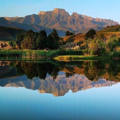 Reflections of the mighty Drakensberg! 📷 @mike_morgan15 #dragonpeaks #drakensberg #southafrica #mountains #dbcs #champagnevalley… Drakensberg Mountains, Mountains Photography, Mountain Photography, Game Reserve, The Mighty, Beautiful Scenery, Mountain Landscape, Landscape Photos, South Africa