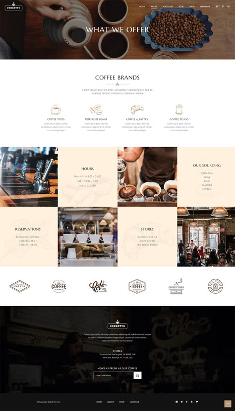 Cafe Website Design Inspiration, Cafe Website Design, Coffee Shop Website, Magazine Page Design, Wine Bar Design, Coffee Site, Cafe Website, Restaurant Website Design, Food Web Design