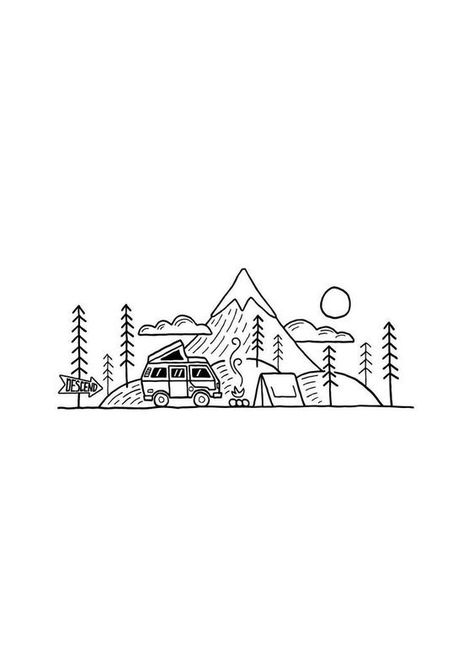 Mountain Drawing Simple, Mountain Drawing, Art Sketches Doodles, Line Art Vector, White Drawing, Pola Sulam, Mini Drawings, Nature Tattoos, Trik Fotografi