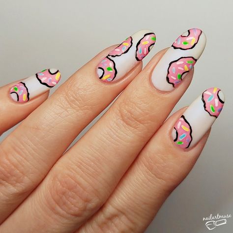 Pastel Matte Donut Freehand Nail Art 🍩 Doughnut Nail Art, Donut Nails Design, Donut Nail Art, Doughnut Nails, Donut Shoes, Donut Nails, Freehand Nail Art, Donut Birthday, Festival Nails