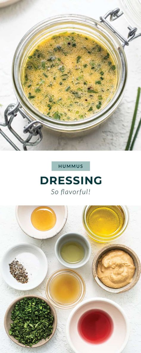 Our herby hummus dressing is bursting with flavor and compliments any green salad or pasta salad. Hummus Salad Dressing Recipe, Hummus Dressing, Hummus Salad, Hummus Recipe Homemade, Salad Dressing Recipes Homemade, Greek Salad Recipes, Homemade Hummus, Homemade Salads, Homemade Salad Dressing