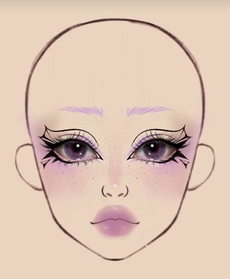 Fairy Makeup Purple, Purple Fairy Makeup, Dark Fairy Makeup, Maquillage Goth, Bold Lip Makeup, Dark Makeup Looks, Makeup Drawing, Makeup Face Charts, Graphic Makeup