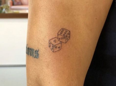 Cute Dice Tattoo, Pair Of Dice Tattoo, Red Dice Tattoo, Small Dice Tattoo, Domino Tattoo, Dice Tattoo, Cute Tats, Tattoo Now, Delicate Tattoo