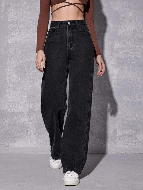 Black Wide Leg Jeans Outfit, Jeans Pants Outfit, Black Wide Leg Jeans, Wide Leg Jeans Outfit, Legs Outfit, High Waist Wide Leg Jeans, Jeans Outfit Women, High Waisted Black Jeans, Black Jeans Outfit