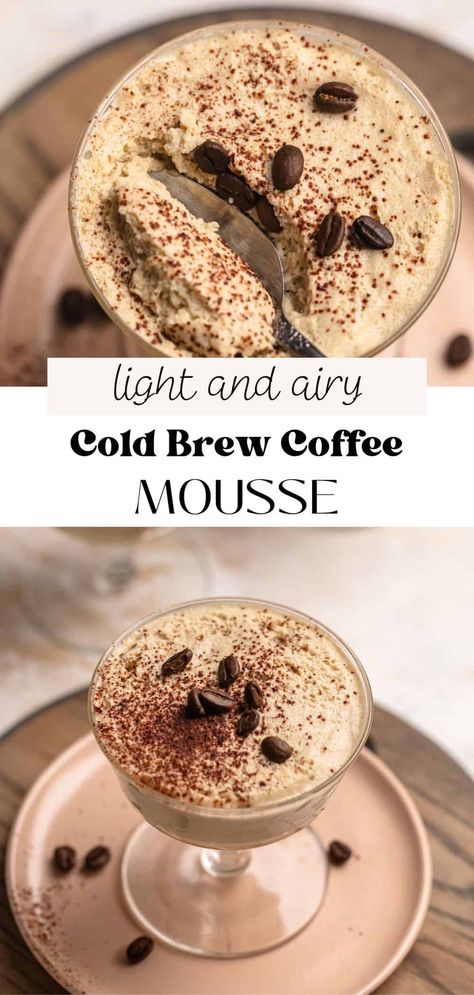 This easy coffee mousse recipe is the perfect sweet treat for special occasions! It's made by folding coffee custard into an airy meringue, giving it a fluffy texture and strong coffee flavor. Served in elegant glasses and garnished with cocoa powder and coffee beans, it's the perfect ending to any meal! Mousse Dessert Cups, Coffee Mousse Recipe, Coffee Custard, Coffee Mousse, Elegant Glasses, Mousse Dessert, Dough Recipes, Evening Dinner, Fluffy Texture