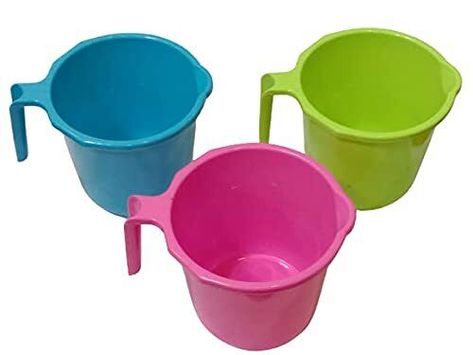 Item Description Piece Plastic Bathroom Mug 500ml  Colour : Multi Made with good Quality Plastic Product type mug Specific Use: Multi Purpose Bath mugs are colorful and designed with perfect handle, allowing everyone to have fun during the bath. The edges of this product are smooth so you can use or handle it safely. It does not scratch the skin, so you can play with it with confidence. Comfortable handle provides great control while pouring Bath mugs are made of very high quality plastics, orig Plastic Jugs, Plastic Mugs, Plastic Ware, Plastic Bowls, Bathroom Accessory Sets, Diy Bath Products, Plastic Material, Customer Satisfaction, Furniture Diy