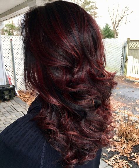 Dark Red Hair, Red Highlights, Burgundy Hair, Dark Burgundy, Dark Red, Red Hair, Black Hair, Highlights, Hair Color