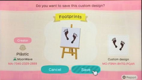 Acnh Footprints Code, Acnh Footprints, Animal Crossing Qr, Animal Crossing, Custom Design, Coding, The Creator, Design