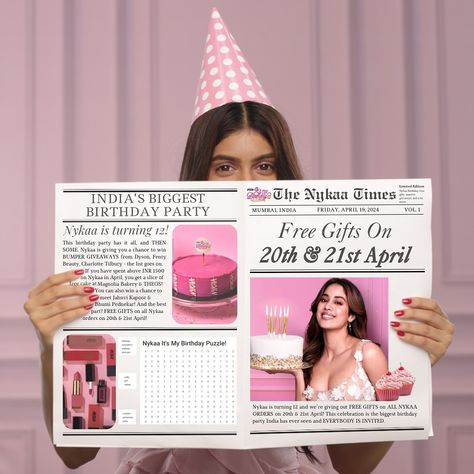 Been making headlines since 2012, and we have more BREAKING NEWS! 🥳 It’s Nykaa’s birthday and EVERYBODY gets a FREE GIFT on their ORDER on 20th and 21st April! ♥️ What are you waiting for? 🥰 #Nykaa #IndiasBiggestBirthdayParty #NykaaItsMyBirthday #NykaaBirthday #NykaaTurns12 #freegifts April 19, Free Gift, Free Gifts, Breaking News, Birthday, Gifts, On Instagram, Quick Saves, Instagram