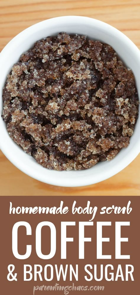 Coffee Body Scrub Diy, Coffee Sugar Scrub, Coffee Scrub Diy, Diy Sugar Scrub, Brown Sugar Scrub, Body Scrub Recipe, Sugar Scrub Homemade, Scrub Homemade, Scrub Diy