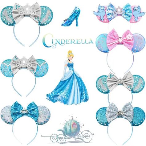 Car Bows, Carnival Gift, Cinderella Hair, Kids Carnival, Bow Hairband, Crystal Shoes, Disney Ears, Ear Headbands, Girls Headbands