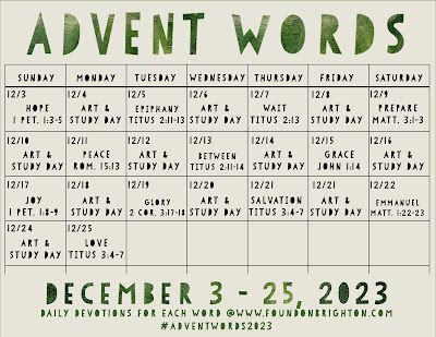 Found on Brighton: Advent Words Challenge 2023 Advent Journal, Advent Challenge, Faith Art Journaling, Faith Journal, Word Challenge, Joy Art, Advent Season, Social Injustice, Bible Passages