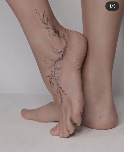 Anastasia Tattoo, Wrap Around Ankle Tattoos, Anklet Tattoos For Women, Foot Tattoo Ideas, Flower Foot Tattoo, Ankle Foot Tattoo, Cute Foot Tattoos, Ankle Tattoo Designs, Ankle Tattoos For Women