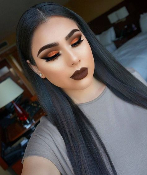 Maquillage Yeux Cut Crease, Make Up Designs, Orange Eyeshadow, Orange Makeup, Fall Makeup Looks, Beauty Make-up, Eye Makeup Designs, Brown Eyeshadow, Negroni