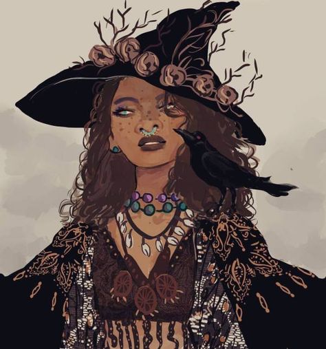 Illustrator @MunaDraws is giving witches badass makeovers in her new Halloween series! Draw Faces, Heroic Fantasy, Witches Hat, Witch Art, Witch Aesthetic, Afro Art, Art And Illustration, Black Women Art, Black Hat