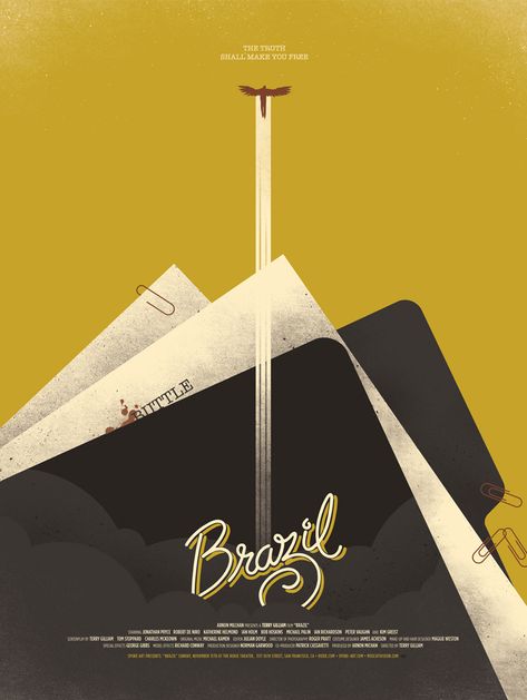 Brazil Movie, Brazil 1985, Movie Minimalist, Terry Gilliam, Spoke Art, Minimalist Illustration, Western Artist, Minimal Movie Posters, Movie Posters Design