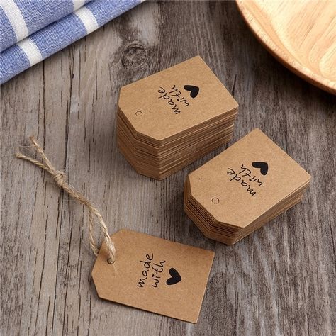 diy party Gift labels - Made with Love Sign Paper Kraft Paper Tags Head Label Luggage Wedding Party Notes Diy, Kraft Paper Tags, Săpunuri Handmade, Packaging Ideas Business, Small Business Packaging Ideas, Handmade Packaging, Small Business Packaging, Handmade Gift Tags, Pola Sulam