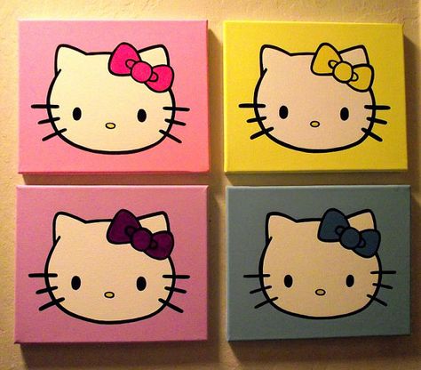 Hello Kitty 8x10 Canvas Painting Bow Art Hand by msminimermaid Hello Kitty Painting Ideas, Hello Kitty Painting, Taekwondo Wallpaper, Kitty Painting, Friend Canvas, Shirt Painting, Bow Art, Kitty Art, Easy Canvas