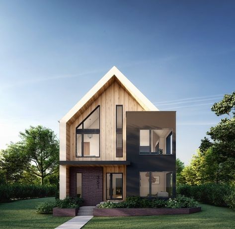 Currie | Scandinavian Modern Scandinavian Cabin Exterior, Scandinavian Exterior, Scandinavian House Design, Architectural Drafting, Scandinavian House, Downtown Calgary, Modern Wooden House, Multigenerational Living, Bright Aesthetic