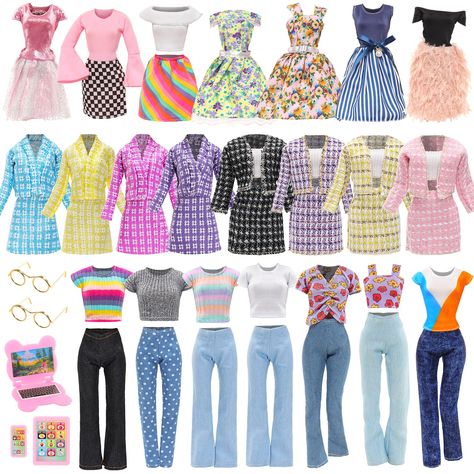 PRICES MAY VARY. WHAT CAN YOU GET -- 6 Sets of office style doll clothes and 3 pcs accessories. 2 Sets of elegant outfits, 2 casual tops and pants, 2 dresses . The doll clothes are random style and the dolls are not included SWEET GIFT -- You can prepare these doll clothes as delicate gifts for girls and collectors, which can fill their closets. It is suitable for birthday gifts, Christmas gifts, New Year gifts, commemorative gifts, etc ELEGANT OUTFITS - The style is very simple and exquisite. W Elegant Dresses Casual, Barbie Night, Commemorative Gifts, Golden Glasses, Workplace Office, Girls Doll, Elegant Casual Dress, Barbie Outfits, Random Style