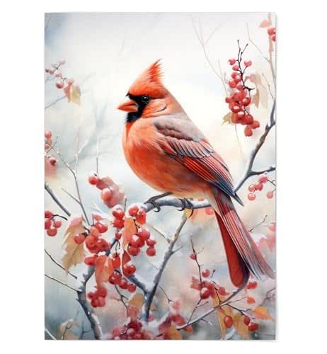 Red Cardinal Print - Cardinal Bird Wall Art Print Poster Unframed - Watercolor Red Cardinal Bird Print - Bird Wall Art - Red Cardinal Painting - Red Cardinal Artwork Illustration (8x10) Red Cardinal Painting, Cardinal Print, Cardinal Painting, Red Cardinal Bird, Northern Cardinal, Cardinal Bird, Country Paintings, Watercolor Red, Forest Painting