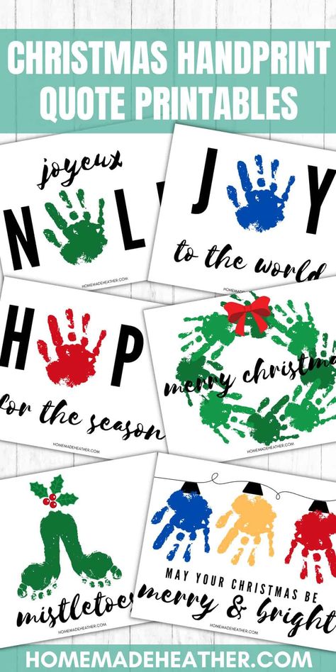 Handprint Art Christmas, Handprint Christmas Cards, Print Crafts, Christmas Handprint Crafts, Christmas Handprint, Merry Christmas Printable, Handprint Christmas, Cute Craft, Christmas Quote