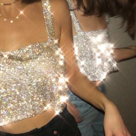 @simihaze are shook New Years Eve Pictures, Party Dress Codes, Glamour Party, New Years Look, Taylor Swift Tour Outfits, Fiesta Outfit, Denim And Diamonds, Rhinestone Top, Outfit Primavera