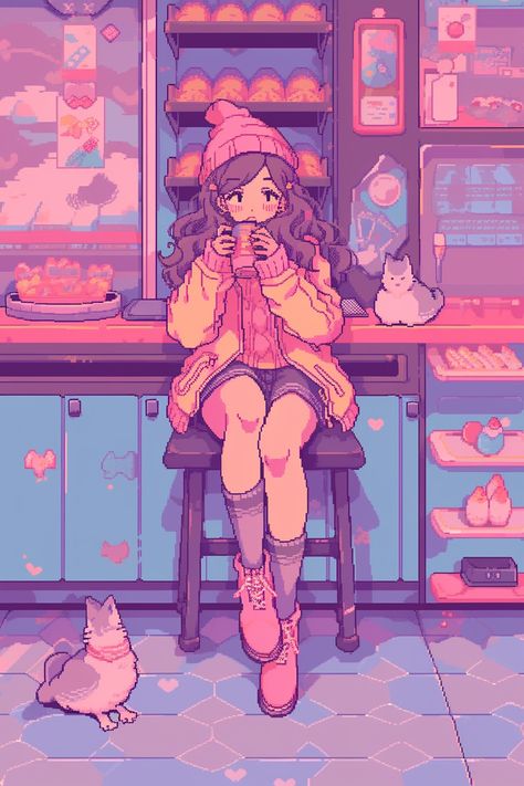 Anime Master, Piskel Art, Anime Show, Arte 8 Bits, 8bit Art, Cool Pixel Art, Anime Pixel Art, Anime Aesthetic, Anime Scenery Wallpaper